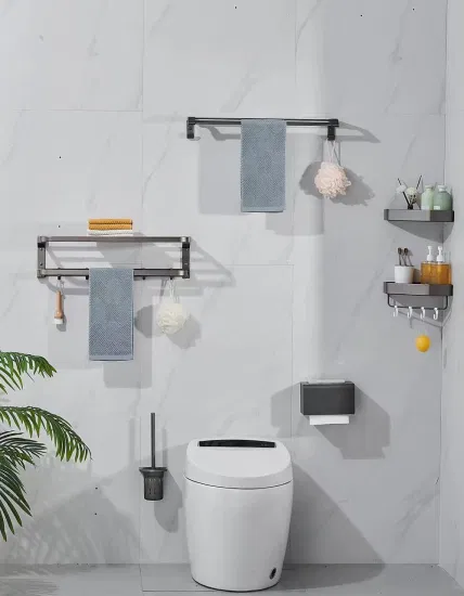 알루미늄 흰색 화장실 브러시 홀더 종이 홀더 로브 후크 수건 걸이 바 스테인레스 스틸 샤워 선반 욕실 세트 액세서리